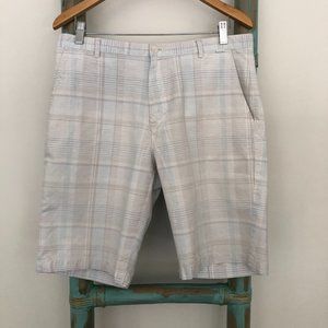 Calvin Klein Shorts 100% Cotton Twill White & Blue Plaid Size 32